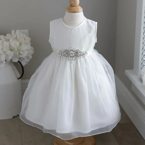 Strasburg Dresses | Strasburg Ivory Organza Flower Girl Dress Sash Headband 12/18 Month Like New | Color: Cream | Size: 12-18mb | Shellie_Roo's Closet